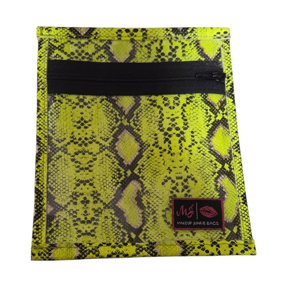 MJ Clear Front Lime Snake Print Pouch